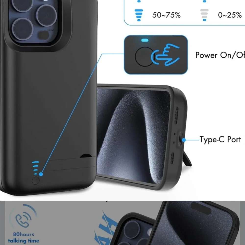 NEW in Box Black Charging Case for iPhone 15 Pro C plug